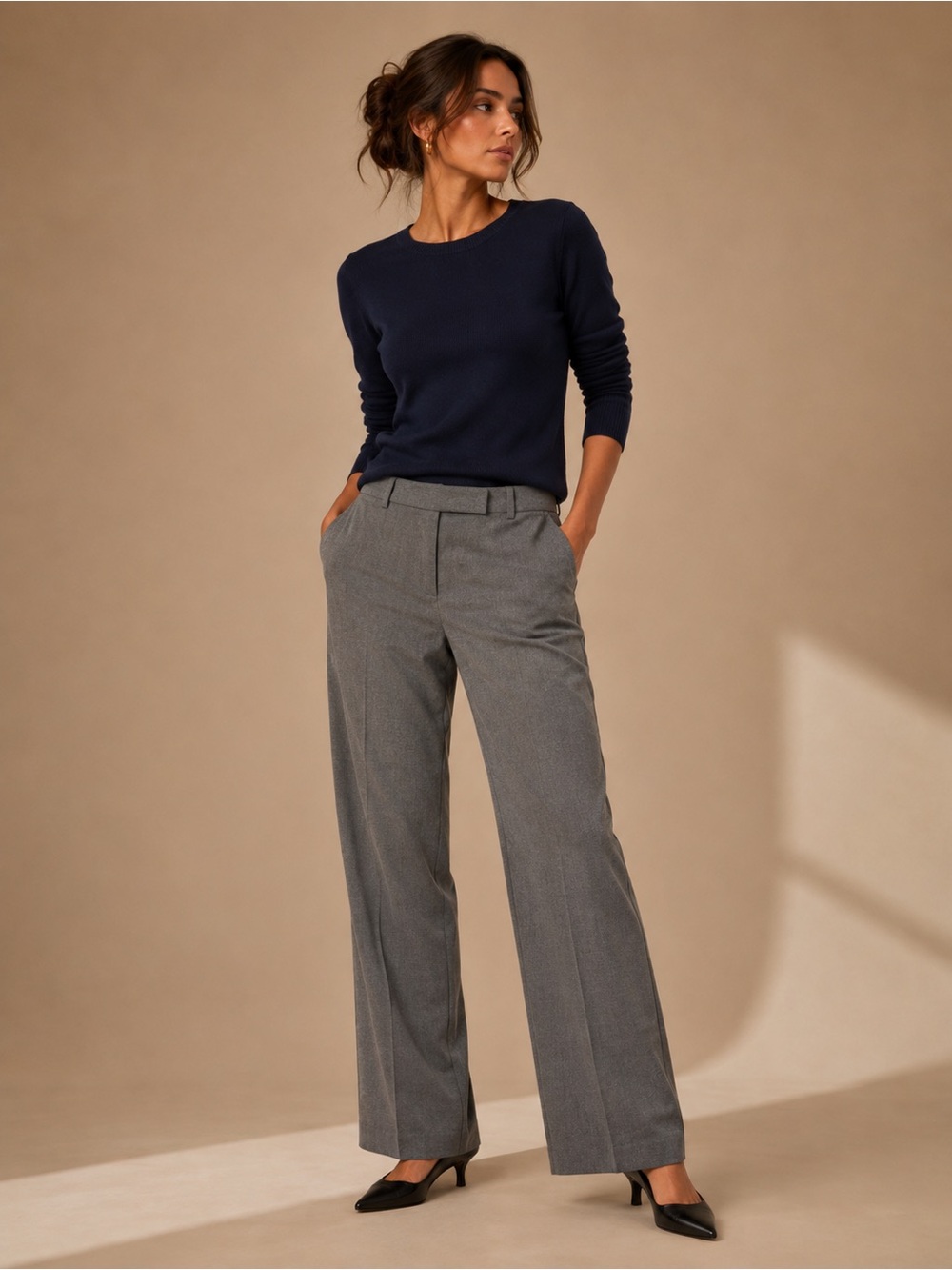 Old Navy Gray Tailored Trouser Pants Straight Leg Career Office Quiet Luxury 12